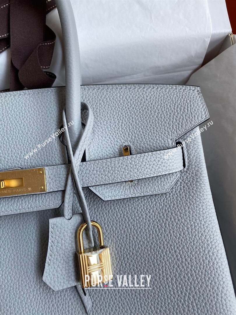 Hermes Birkin 30cm/35cm Bag in Original Togo Leather Glacier Blue/Gold 2024 (Full Handmade) (XYA-24040922)