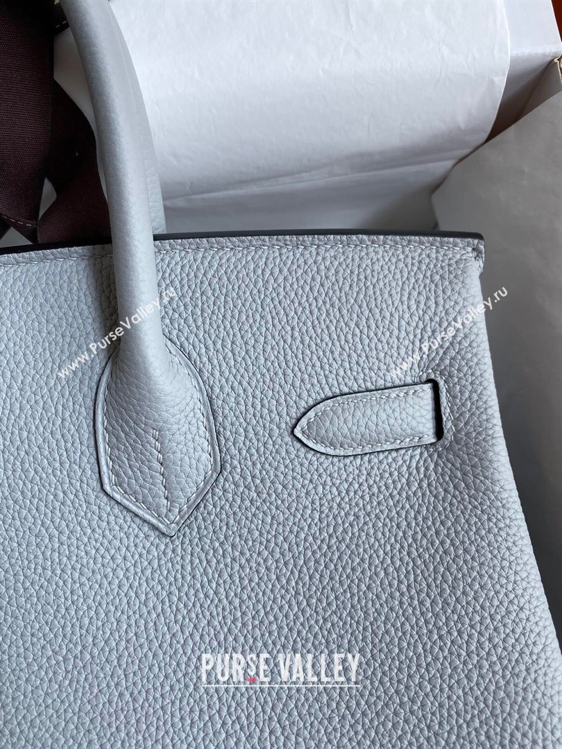 Hermes Birkin 30cm/35cm Bag in Original Togo Leather Glacier Blue/Gold 2024 (Full Handmade) (XYA-24040922)