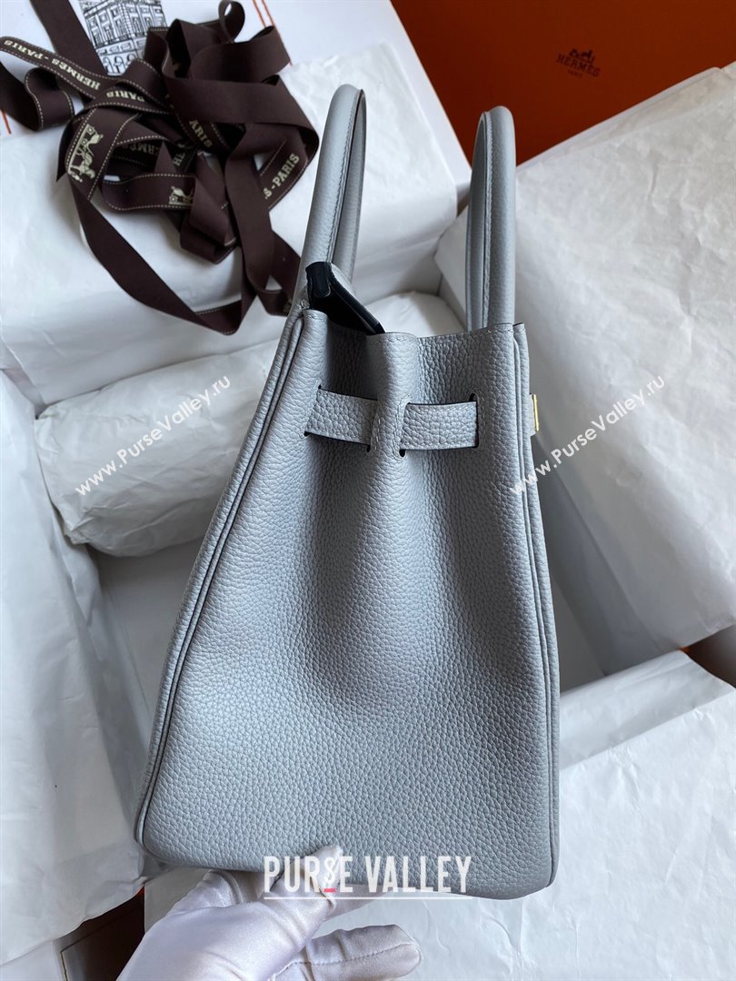 Hermes Birkin 30cm/35cm Bag in Original Togo Leather Glacier Blue/Gold 2024 (Full Handmade) (XYA-24040922)