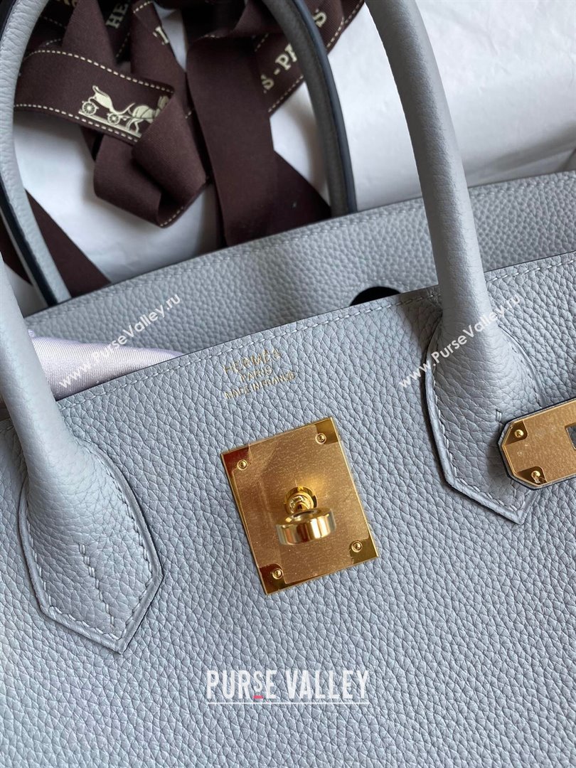 Hermes Birkin 30cm/35cm Bag in Original Togo Leather Glacier Blue/Gold 2024 (Full Handmade) (XYA-24040922)