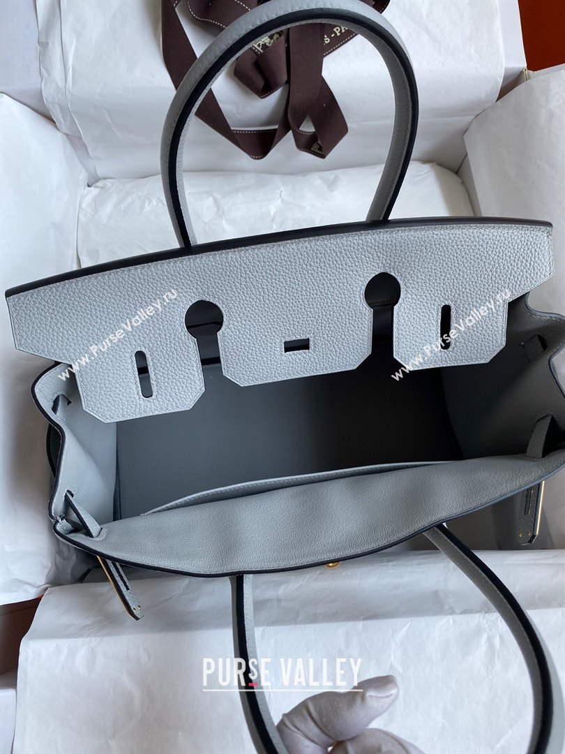 Hermes Birkin 30cm/35cm Bag in Original Togo Leather Glacier Blue/Gold 2024 (Full Handmade) (XYA-24040922)