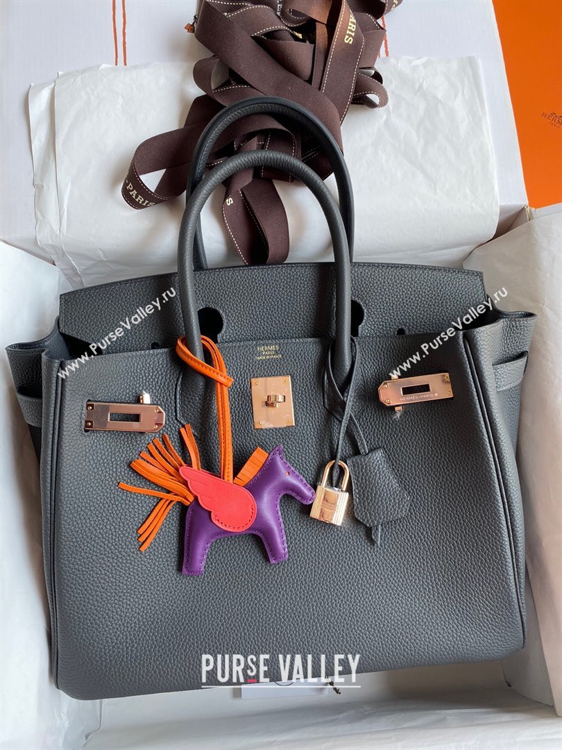 Hermes Birkin 30cm/35cm Bag in Original Togo Leather Iron grey/Pink Gold 2024 (Full Handmade) (XYA-24040921)