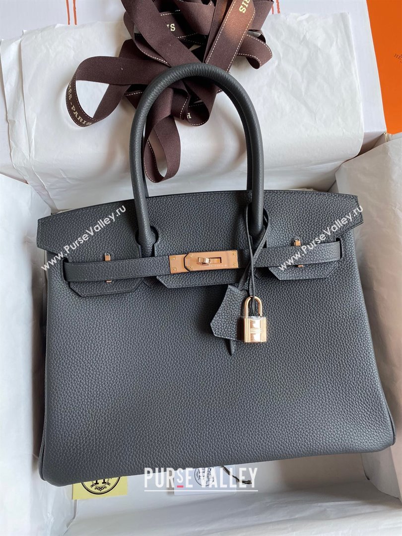 Hermes Birkin 30cm/35cm Bag in Original Togo Leather Iron grey/Pink Gold 2024 (Full Handmade) (XYA-24040921)