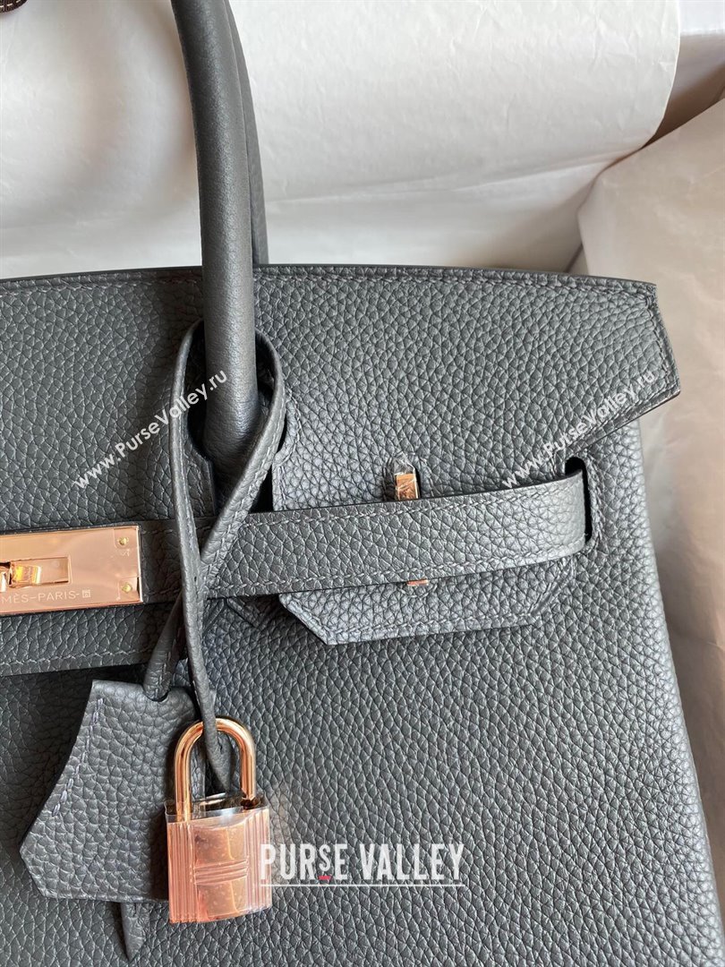 Hermes Birkin 30cm/35cm Bag in Original Togo Leather Iron grey/Pink Gold 2024 (Full Handmade) (XYA-24040921)