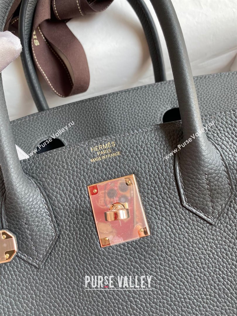 Hermes Birkin 30cm/35cm Bag in Original Togo Leather Iron grey/Pink Gold 2024 (Full Handmade) (XYA-24040921)