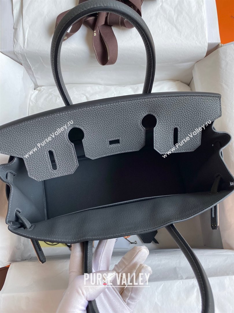 Hermes Birkin 30cm/35cm Bag in Original Togo Leather Iron grey/Pink Gold 2024 (Full Handmade) (XYA-24040921)