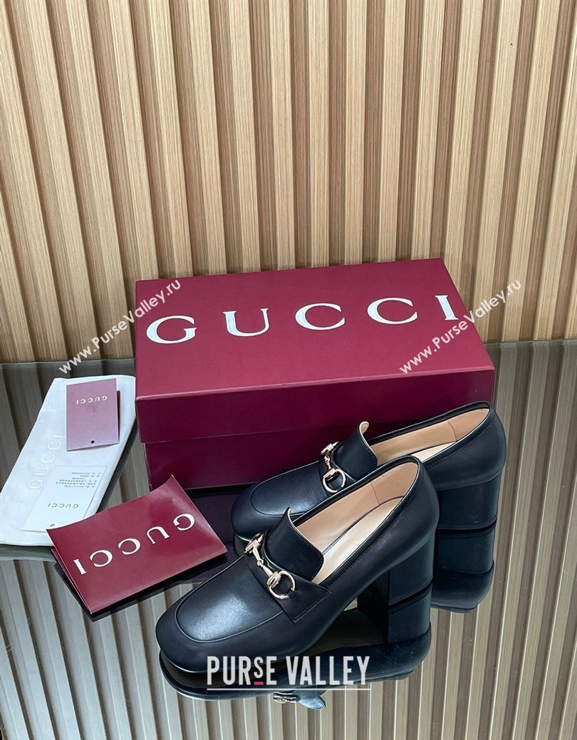 Gucci Loafer Pumps 5.5cm with Horsebit in Calf Leather Black 2025 832443 (MD-250828016)