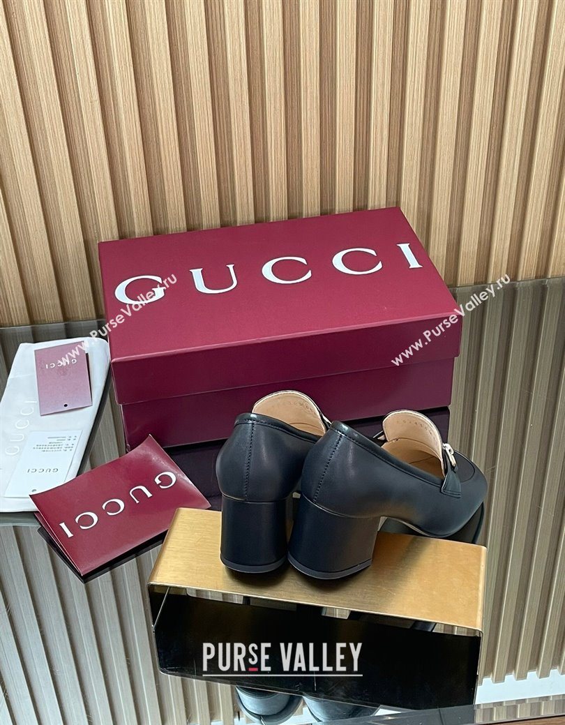 Gucci Loafer Pumps 5.5cm with Horsebit in Calf Leather Black 2025 832443 (MD-250828016)