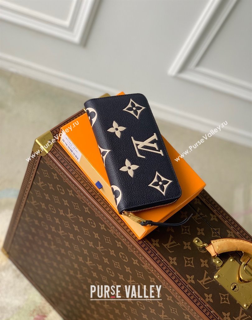 Louis Vuitton Bicolor Zippy Wallet in Monogram Grained Leather M80481 Black 2024 (K-24053109)