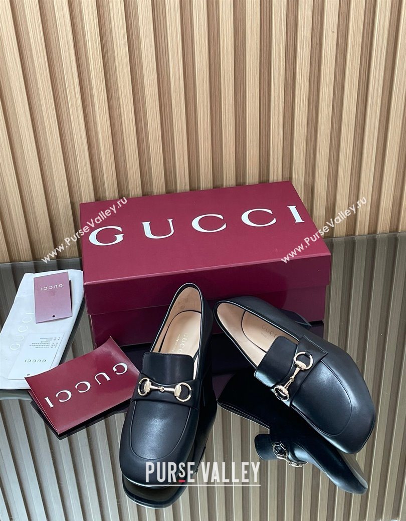 Gucci Loafer Pumps 5.5cm with Horsebit in Calf Leather Black 2025 832443 (MD-250828016)
