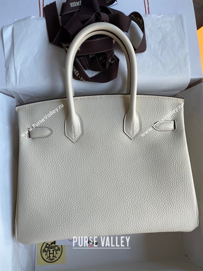 Hermes Birkin 30cm/35cm Bag in Original Togo Leather Cream White/Gold 2024 (Full Handmade) (XYA-24040923)