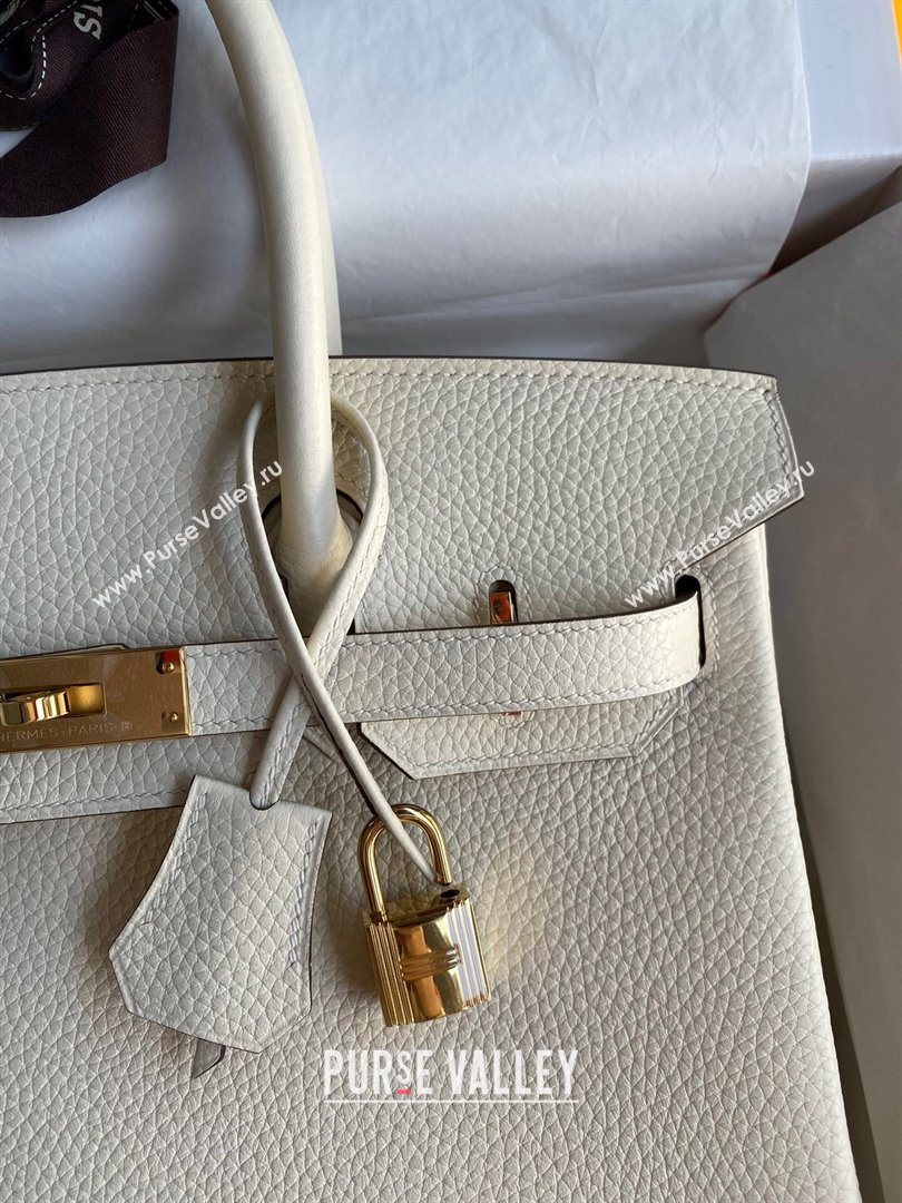Hermes Birkin 30cm/35cm Bag in Original Togo Leather Cream White/Gold 2024 (Full Handmade) (XYA-24040923)