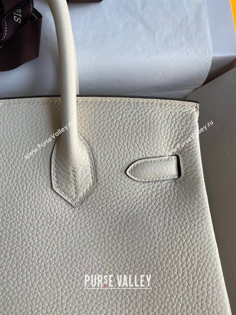Hermes Birkin 30cm/35cm Bag in Original Togo Leather Cream White/Gold 2024 (Full Handmade) (XYA-24040923)