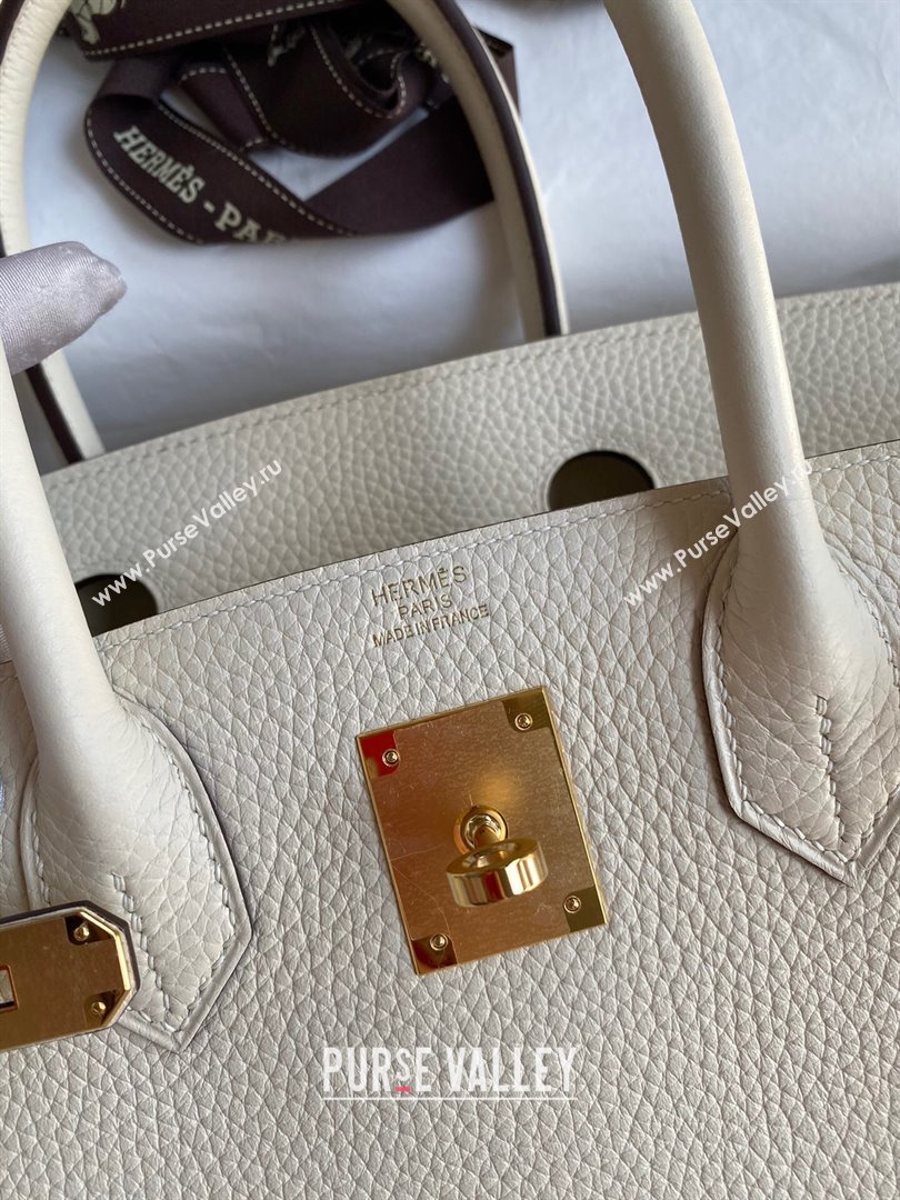 Hermes Birkin 30cm/35cm Bag in Original Togo Leather Cream White/Gold 2024 (Full Handmade) (XYA-24040923)