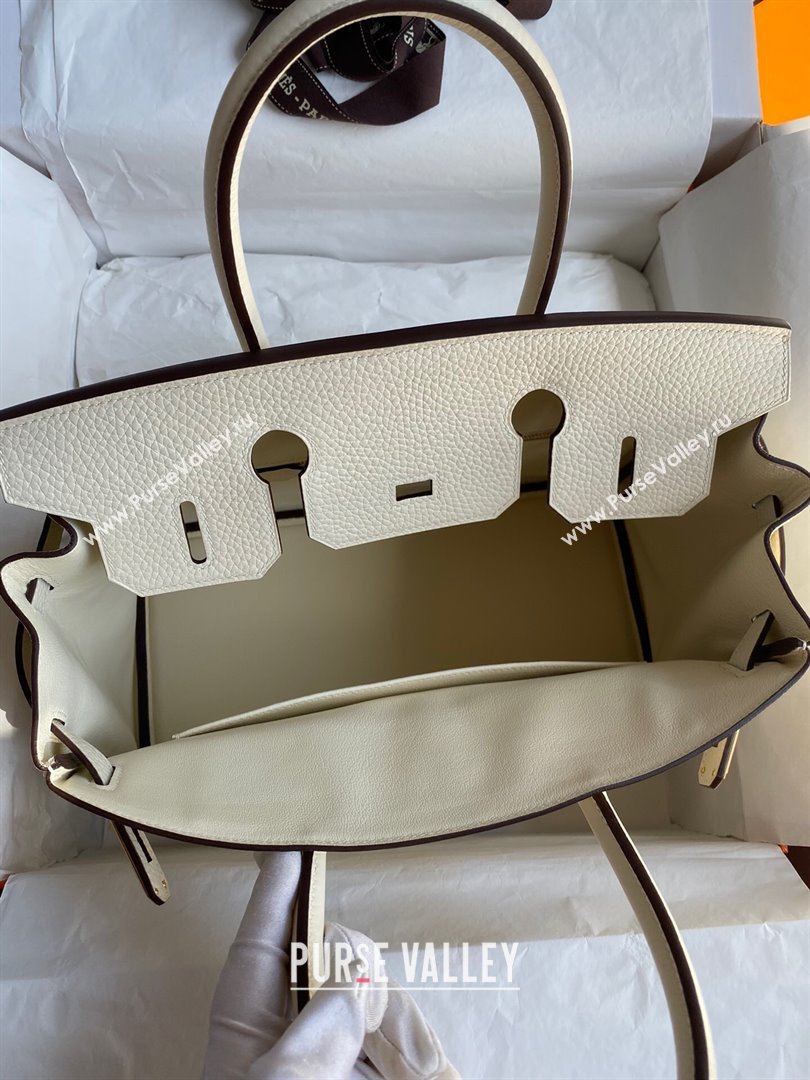 Hermes Birkin 30cm/35cm Bag in Original Togo Leather Cream White/Gold 2024 (Full Handmade) (XYA-24040923)