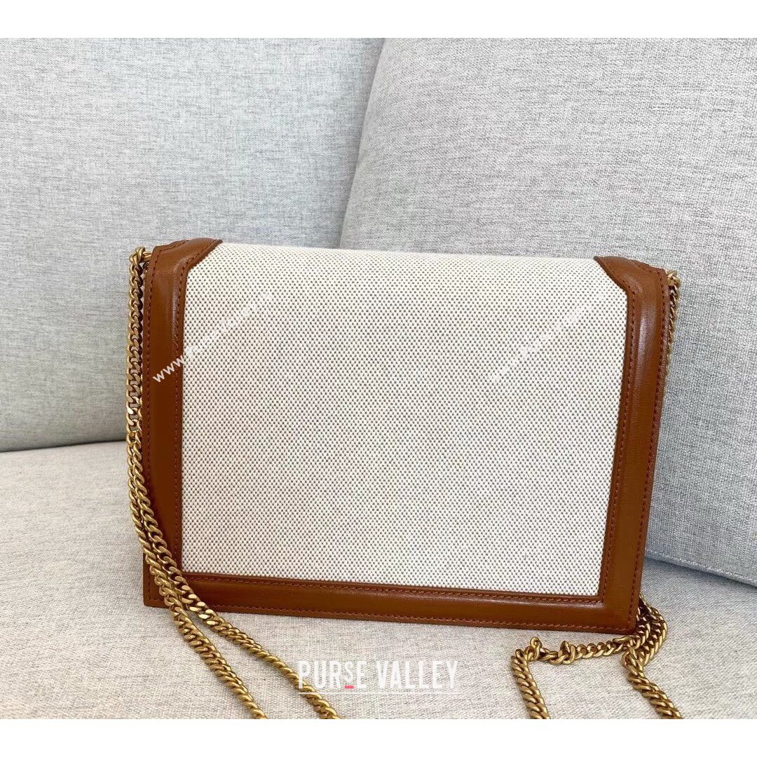 Saint Laurent Cassandra Monogram Clasp Bag in Canvas and Smooth Leather 532750 Brown 2021 (YID-210827072)