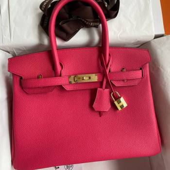 Hermes Birkin 30cm/35cm Bag in Original Togo Leather Rosy/Gold 2024 (Full Handmade) (XYA-24040927)