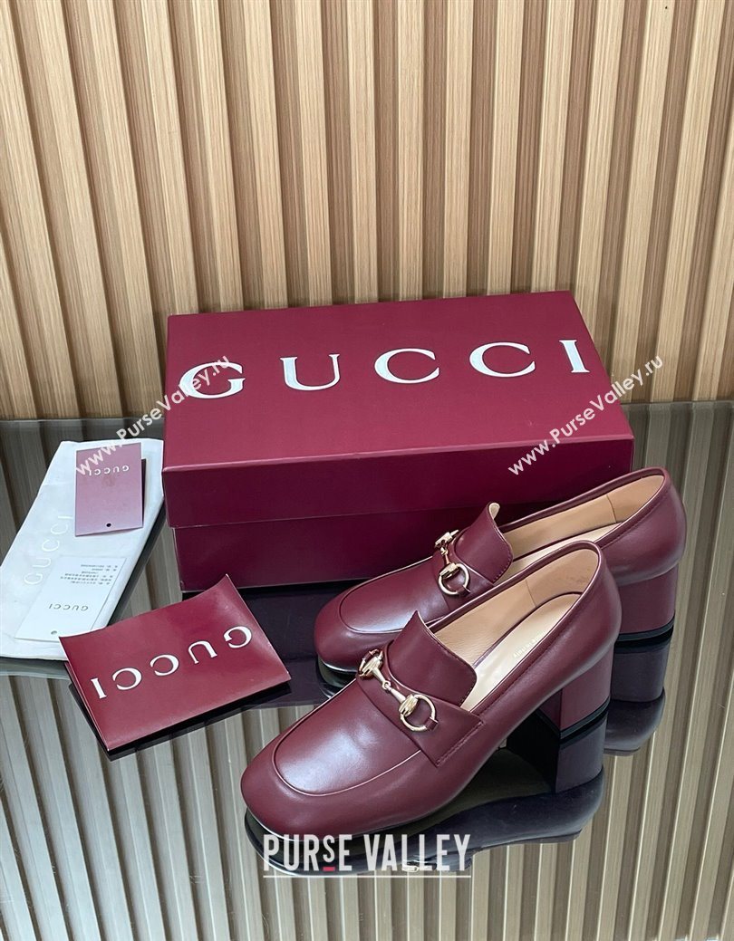 Gucci Loafer Pumps 5.5cm with Horsebit in Calf Leather Ancora Red 2025 832443 (MD-250828018)
