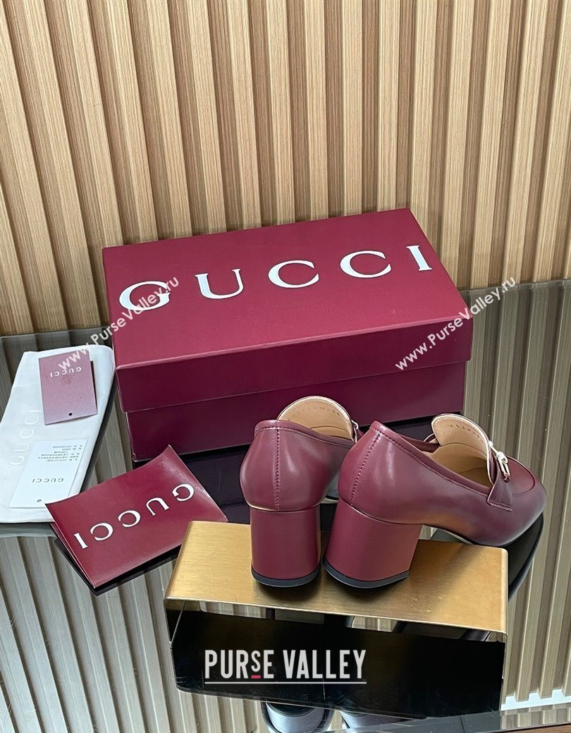 Gucci Loafer Pumps 5.5cm with Horsebit in Calf Leather Ancora Red 2025 832443 (MD-250828018)
