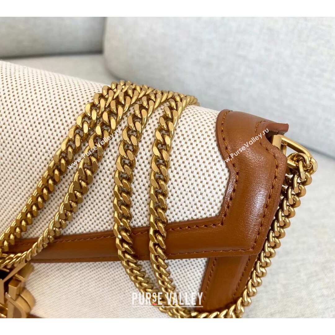 Saint Laurent Cassandra Monogram Clasp Bag in Canvas and Smooth Leather 532750 Brown 2021 (YID-210827072)