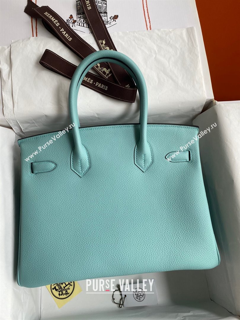 Hermes Birkin 30cm/35cm Bag in Original Togo Leather Macaron Blue/Silver 2024 (Full Handmade) (XYA-24040924)