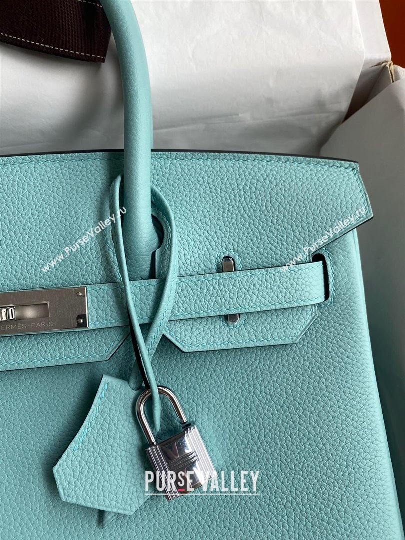 Hermes Birkin 30cm/35cm Bag in Original Togo Leather Macaron Blue/Silver 2024 (Full Handmade) (XYA-24040924)