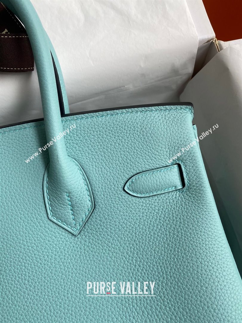 Hermes Birkin 30cm/35cm Bag in Original Togo Leather Macaron Blue/Silver 2024 (Full Handmade) (XYA-24040924)