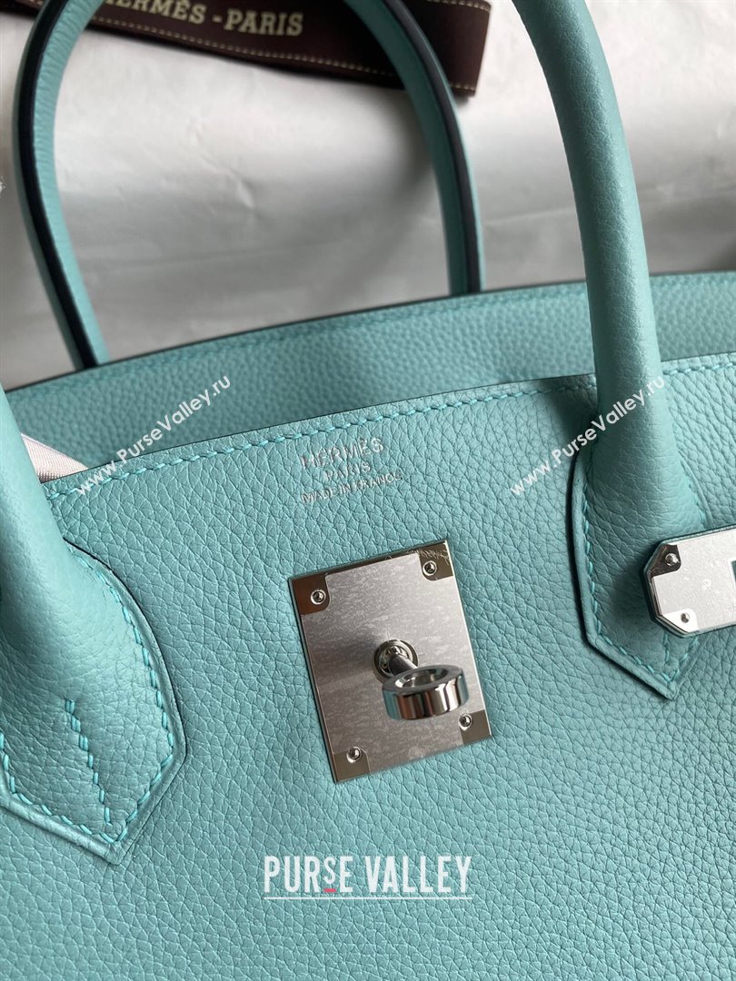 Hermes Birkin 30cm/35cm Bag in Original Togo Leather Macaron Blue/Silver 2024 (Full Handmade) (XYA-24040924)