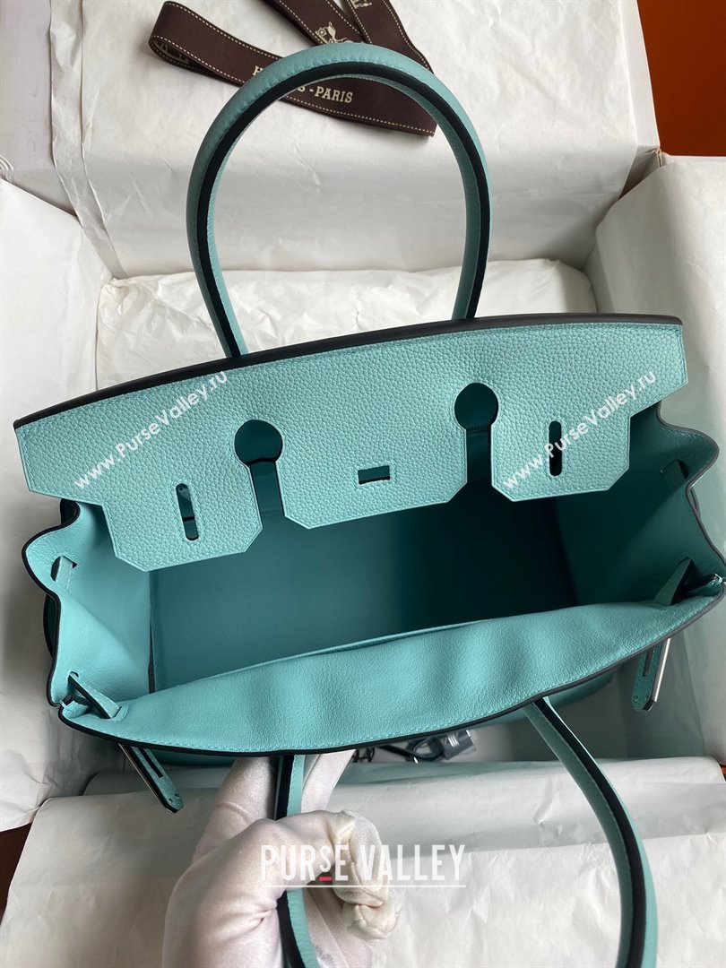 Hermes Birkin 30cm/35cm Bag in Original Togo Leather Macaron Blue/Silver 2024 (Full Handmade) (XYA-24040924)