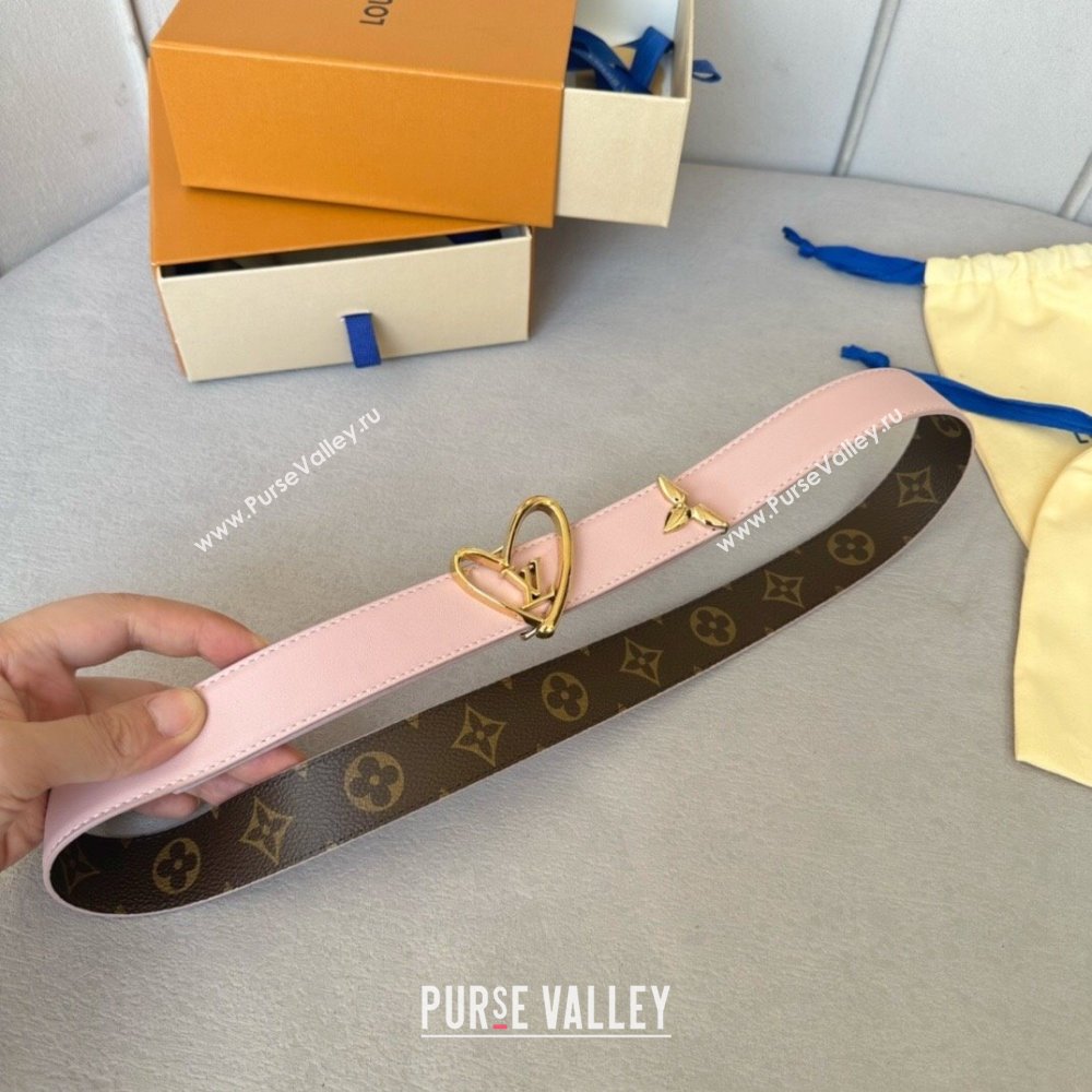 Louis Vuitton Reversible Monogram Leather Belt 3cm Pink 2024 (YANG-24072402)