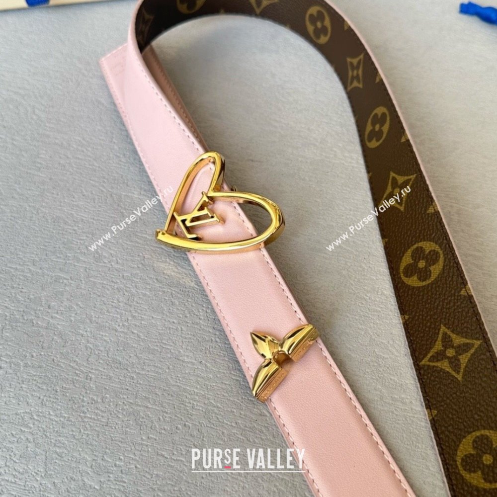 Louis Vuitton Reversible Monogram Leather Belt 3cm Pink 2024 (YANG-24072402)