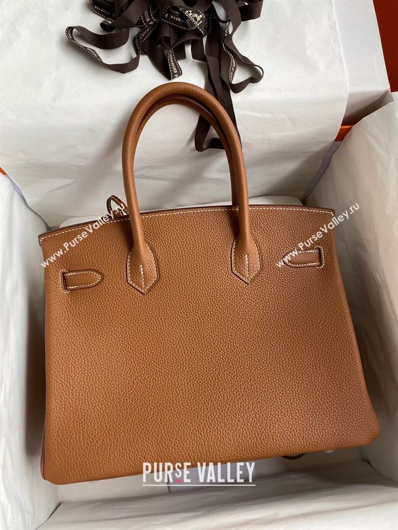 Hermes Birkin 30cm/35cm Bag in Original Togo Leather Brown/Silver 2024 (Full Handmade) (XYA-24040925)