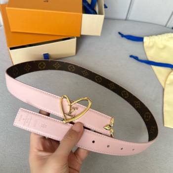 Louis Vuitton Reversible Monogram Leather Belt 3cm Pink 2024 (YANG-24072402)