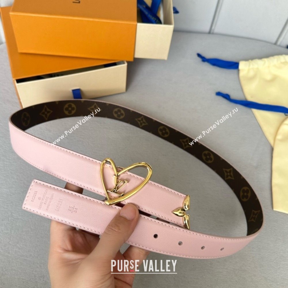 Louis Vuitton Reversible Monogram Leather Belt 3cm Pink 2024 (YANG-24072402)