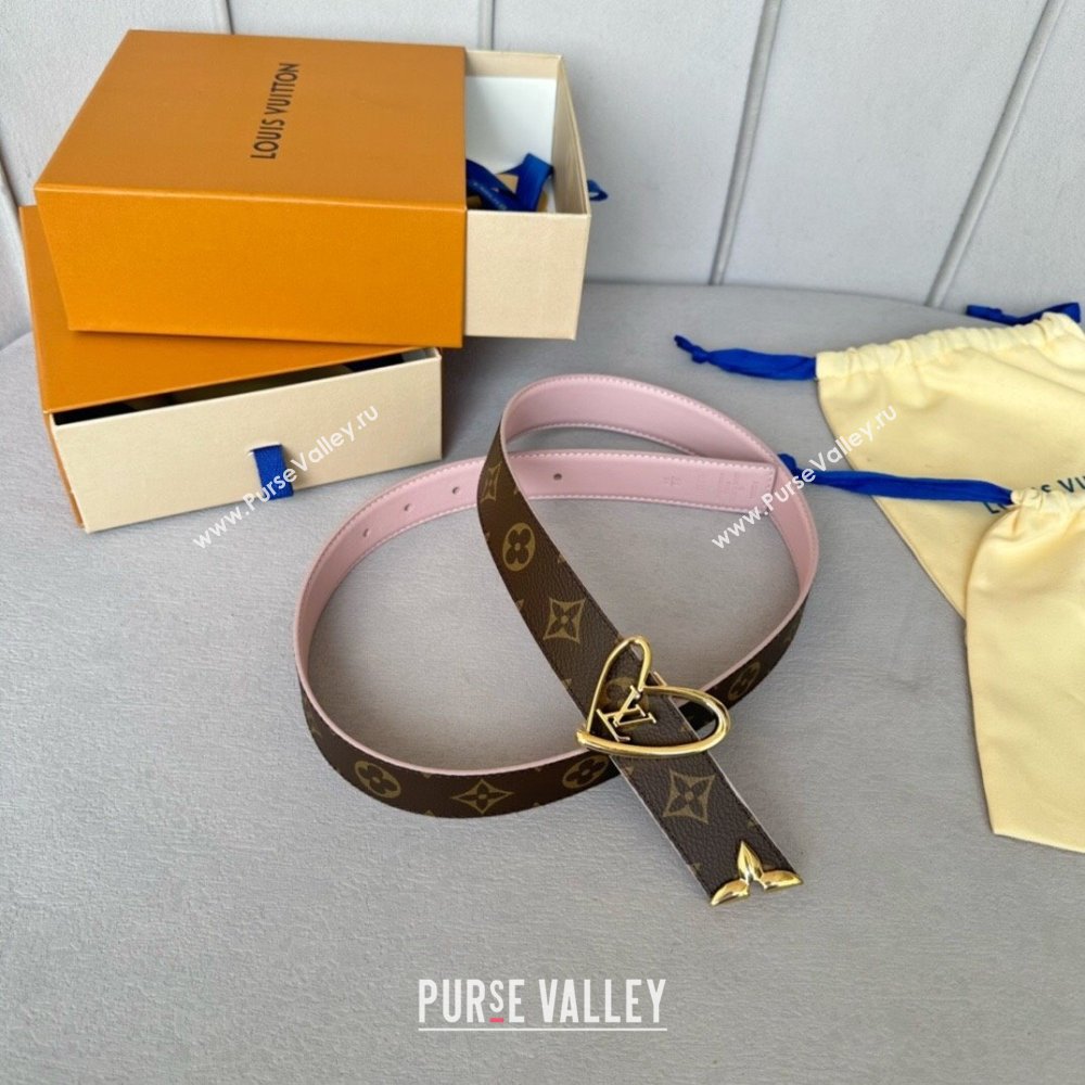 Louis Vuitton Reversible Monogram Leather Belt 3cm Pink 2024 (YANG-24072402)