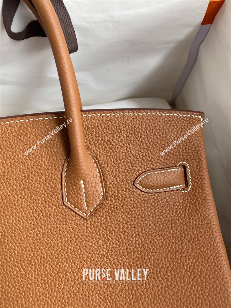 Hermes Birkin 30cm/35cm Bag in Original Togo Leather Brown/Silver 2024 (Full Handmade) (XYA-24040925)