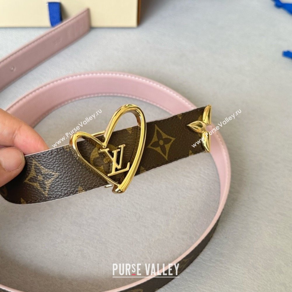 Louis Vuitton Reversible Monogram Leather Belt 3cm Pink 2024 (YANG-24072402)