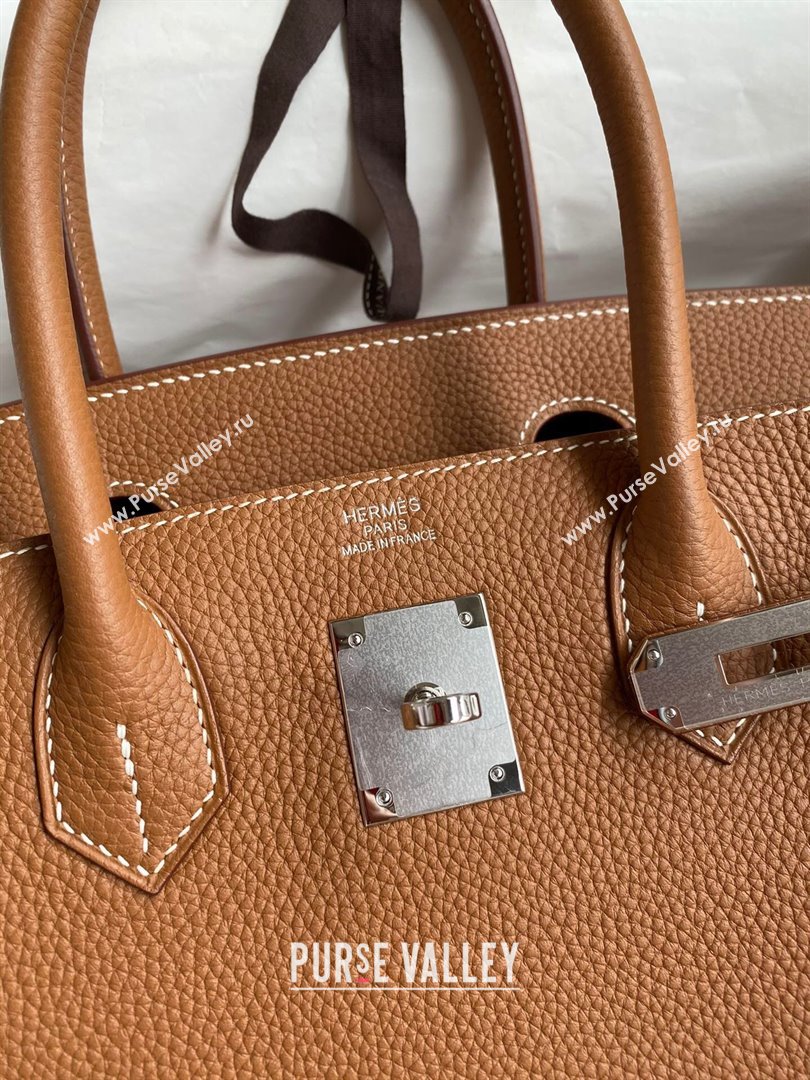Hermes Birkin 30cm/35cm Bag in Original Togo Leather Brown/Silver 2024 (Full Handmade) (XYA-24040925)