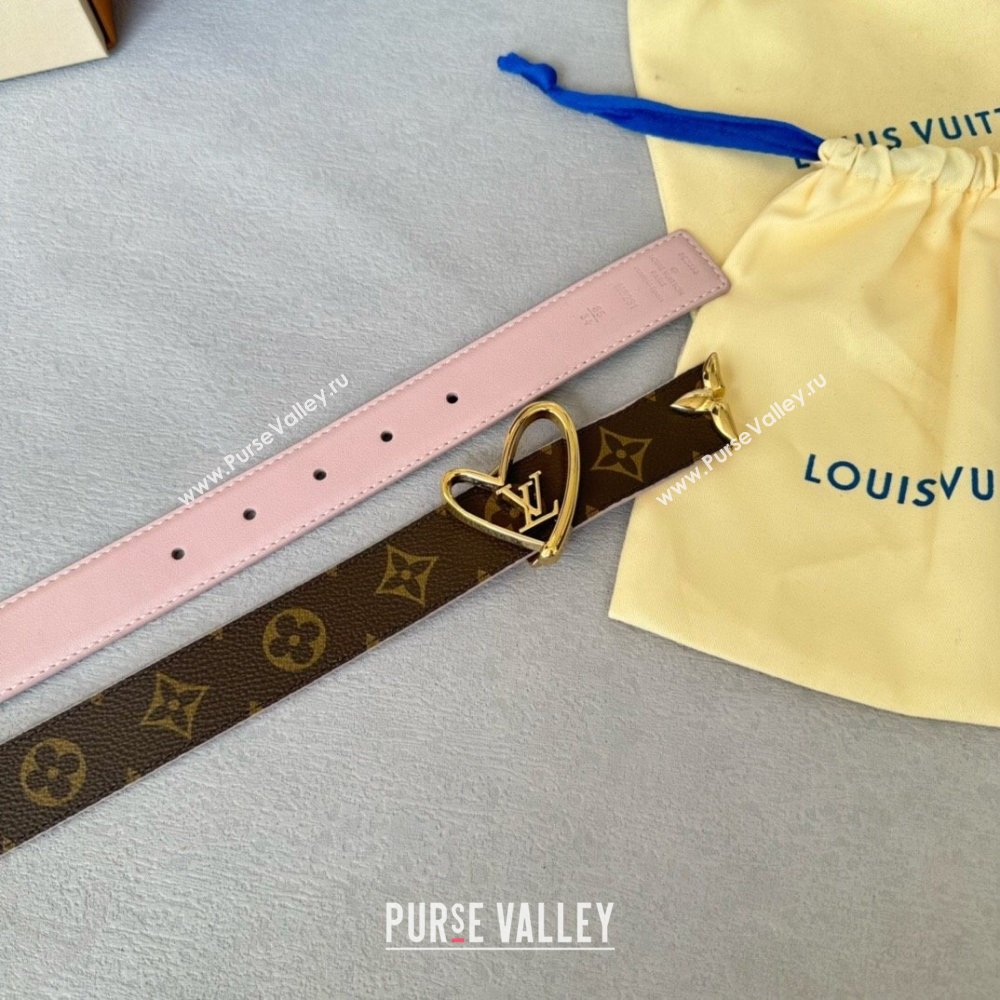 Louis Vuitton Reversible Monogram Leather Belt 3cm Pink 2024 (YANG-24072402)