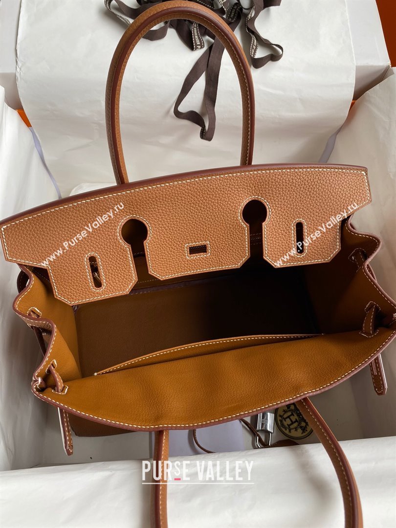 Hermes Birkin 30cm/35cm Bag in Original Togo Leather Brown/Silver 2024 (Full Handmade) (XYA-24040925)
