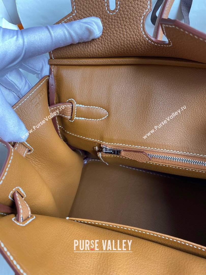 Hermes Birkin 30cm/35cm Bag in Original Togo Leather Brown/Silver 2024 (Full Handmade) (XYA-24040925)