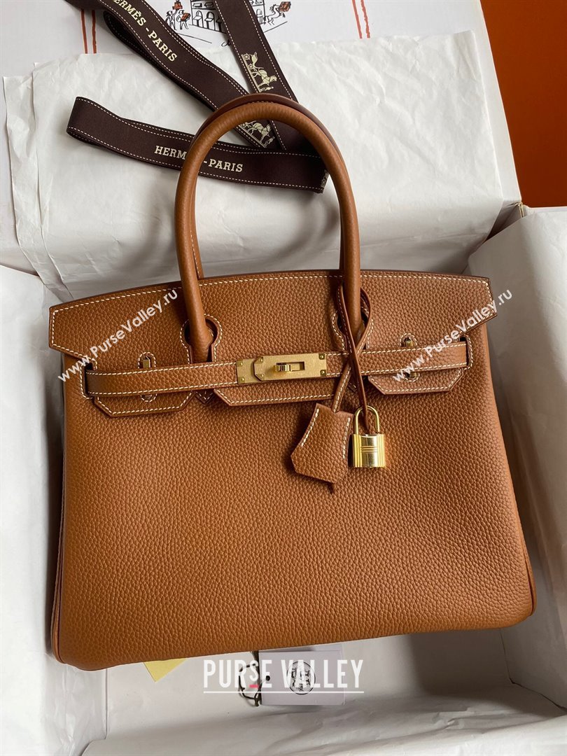 Hermes Birkin 30cm/35cm Bag in Original Togo Leather Brown/Gold 2024 (Full Handmade) (XYA-24040926)