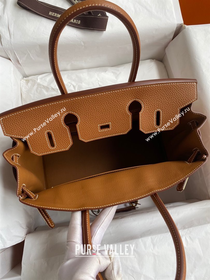 Hermes Birkin 30cm/35cm Bag in Original Togo Leather Brown/Gold 2024 (Full Handmade) (XYA-24040926)