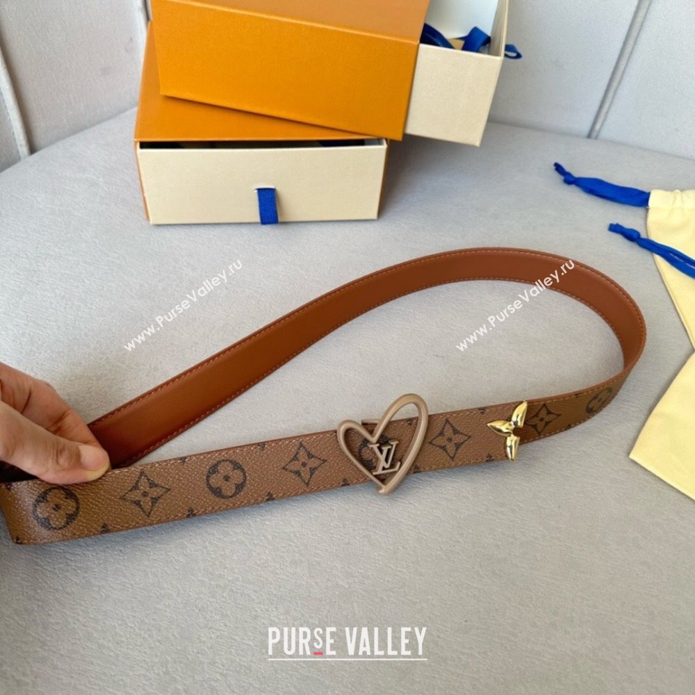 Louis Vuitton Reversible Monogram Leather Belt 3cm Brown 01 2024 (YANG-24072404)