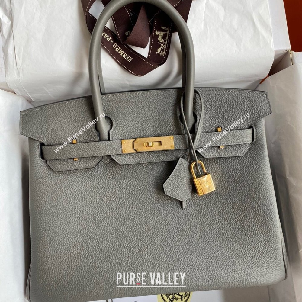 Hermes Birkin 30cm/35cm Bag in Original Togo Leather Cumulonimbus Grey/Gold 2024 (Full Handmade) (XYA-24040928)