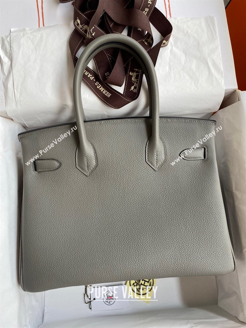 Hermes Birkin 30cm/35cm Bag in Original Togo Leather Cumulonimbus Grey/Gold 2024 (Full Handmade) (XYA-24040928)