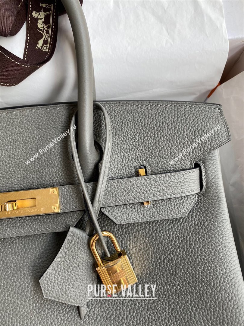 Hermes Birkin 30cm/35cm Bag in Original Togo Leather Cumulonimbus Grey/Gold 2024 (Full Handmade) (XYA-24040928)