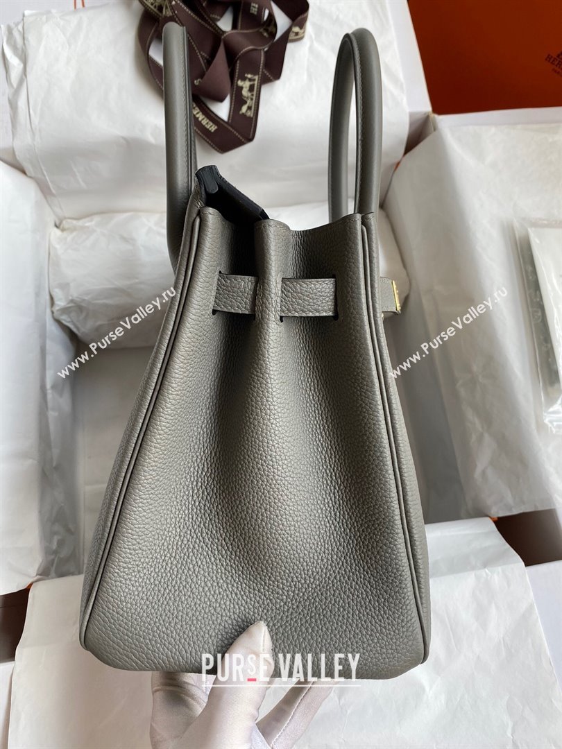 Hermes Birkin 30cm/35cm Bag in Original Togo Leather Cumulonimbus Grey/Gold 2024 (Full Handmade) (XYA-24040928)