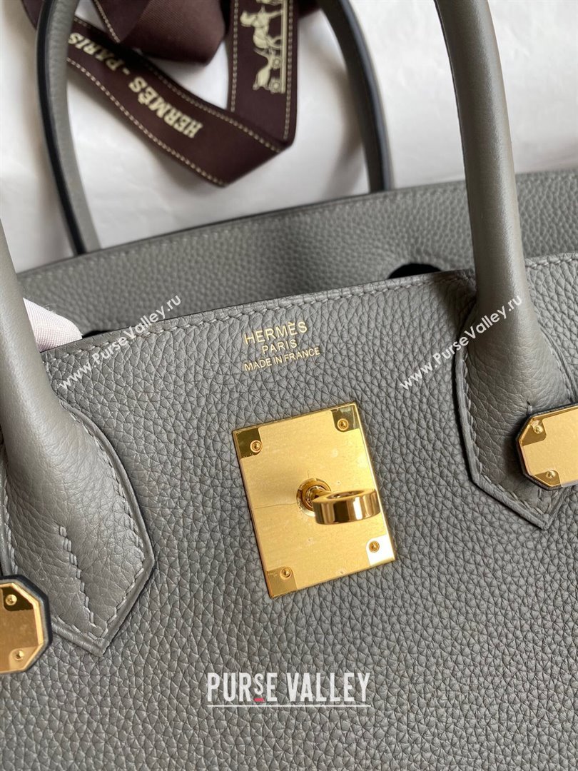Hermes Birkin 30cm/35cm Bag in Original Togo Leather Cumulonimbus Grey/Gold 2024 (Full Handmade) (XYA-24040928)