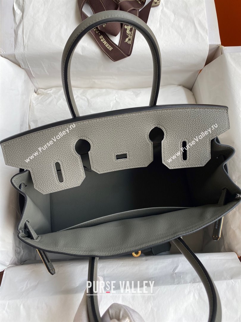 Hermes Birkin 30cm/35cm Bag in Original Togo Leather Cumulonimbus Grey/Gold 2024 (Full Handmade) (XYA-24040928)